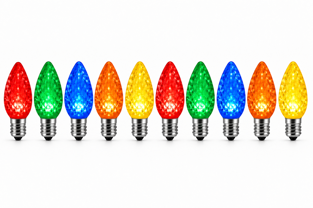 C9 LED Christmas Light Bulbs - Multi Color - 25 Pack - Faceted