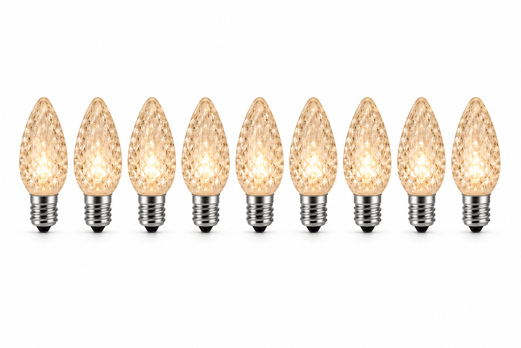 C9 LED Christmas Light Bulbs - Warm White 3000K - 25 Pack - Faceted