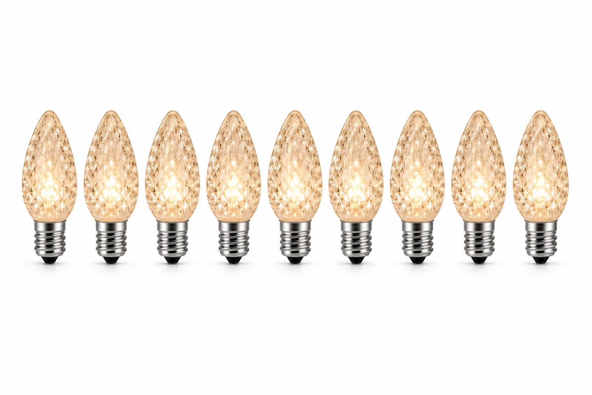 C9 LED Christmas Light Bulbs - Warm White 3000K - 25 Pack - Faceted