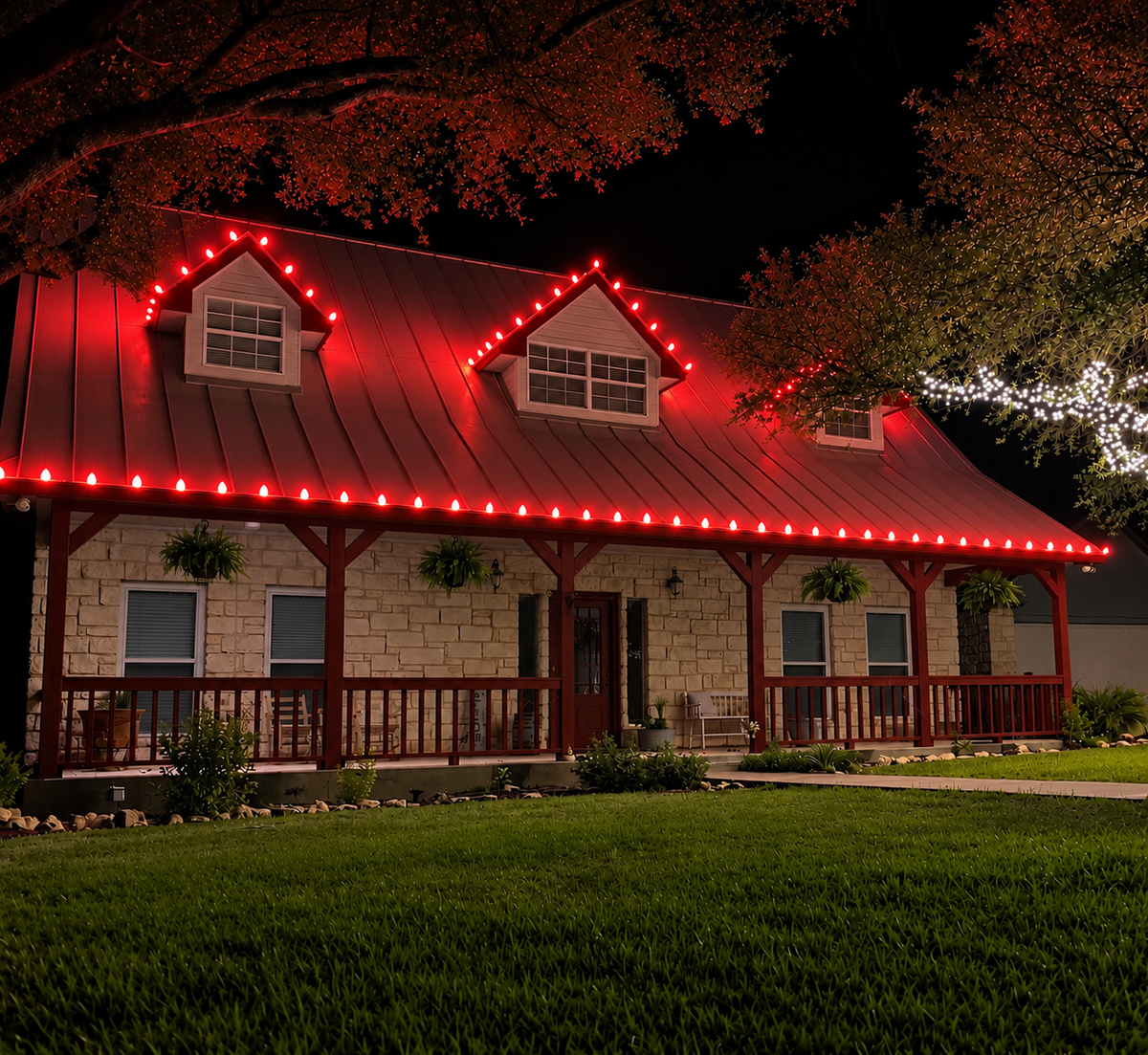 C9 LED Christmas Light Bulbs - Red - 25 Pack - Faceted