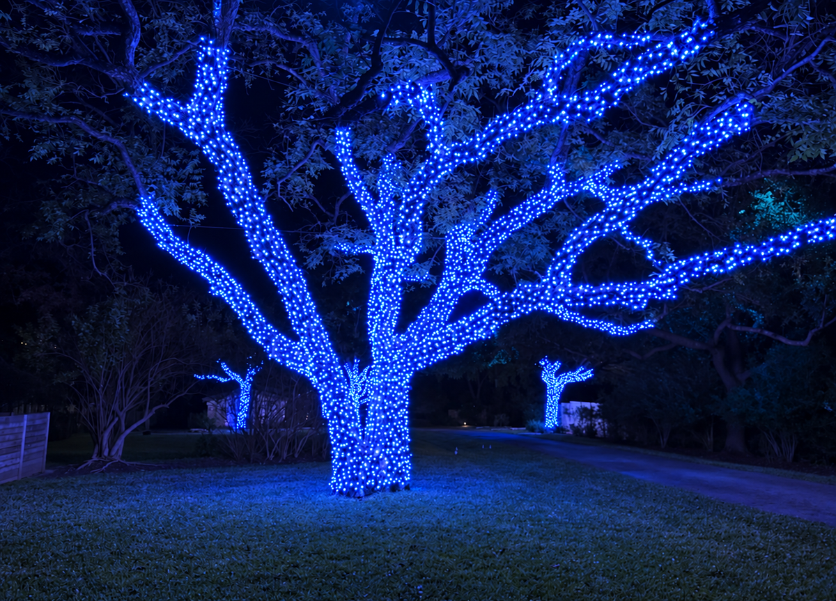 (24 pack) Blue LED Mini Christmas Lights – 70 Count, 4" Spacing, Commercial Grade