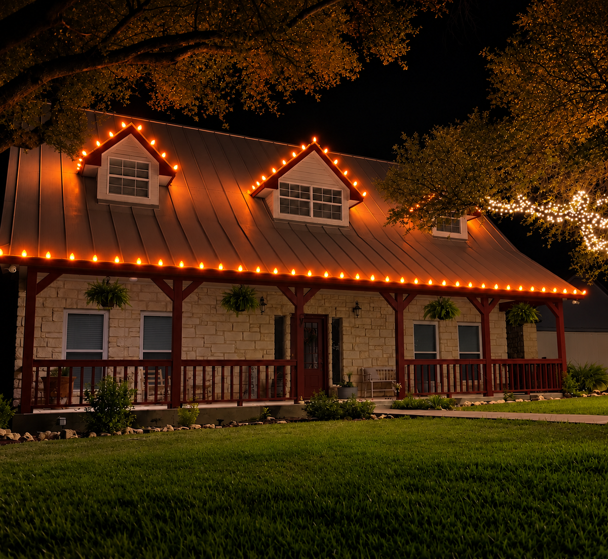 C9 LED Christmas Light Bulbs - Orange - 25 Pack - Faceted