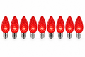 C9 LED Christmas Light Bulbs - Red - 25 Pack - Faceted