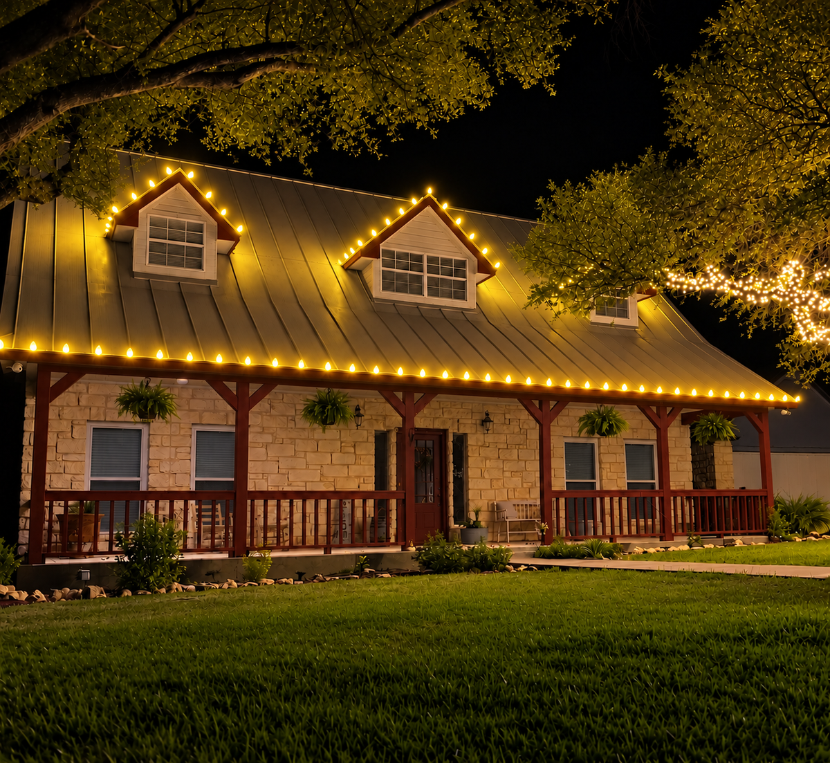 C9 LED Christmas Light Bulbs - Yellow - 25 Pack - Faceted