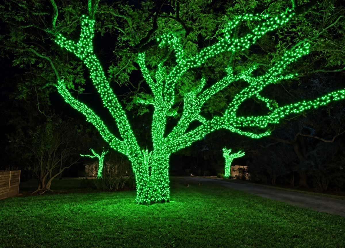(24 pack) Green LED Mini Christmas Lights – 70 Count, 4" Spacing, Commercial Grade
