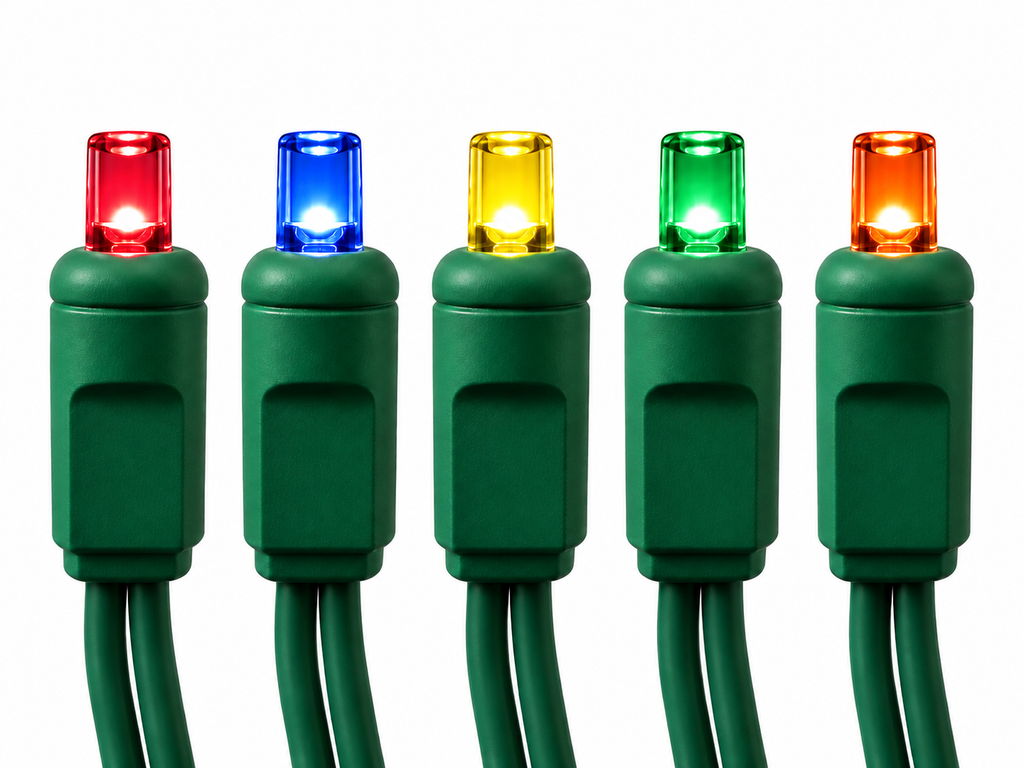 (24 pack) Multi Color LED Mini Christmas Lights – 70 Count, 4" Spacing, Commercial Grade