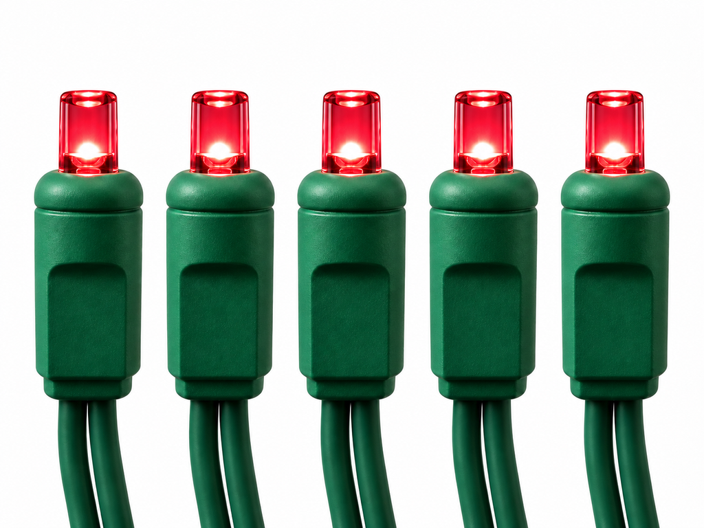 (24 pack) Red LED Mini Christmas Lights – 70 Count, 4" Spacing, Commercial Grade