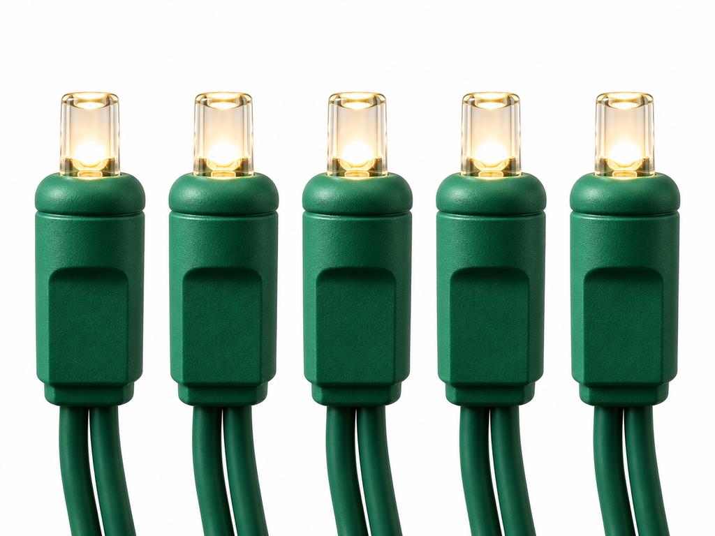 Warm White LED Mini Christmas Lights – 70 Count, 4" Spacing, Commercial Grade